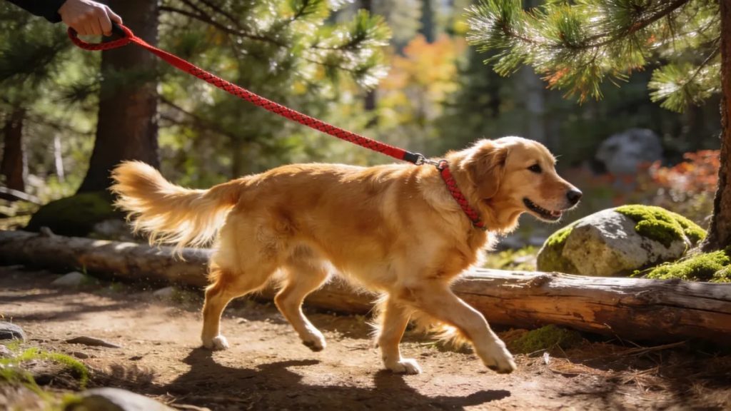 chien en laisse foret